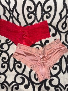 NWT Small Cheeky & Very Sexy Cheeky Victoria's Secret Satin & Lace Panty Set